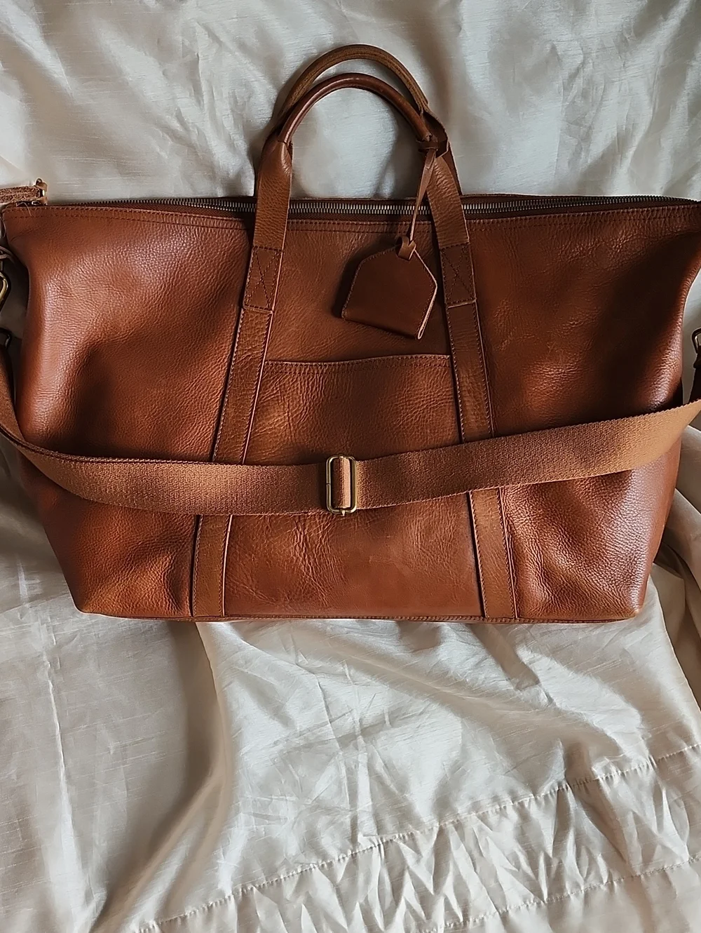 Vintage Madewell Classic Cognac Brown Leather Carry-On Tote Bag, $145